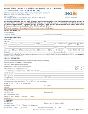 Short Term Disability Attending Physician Statement