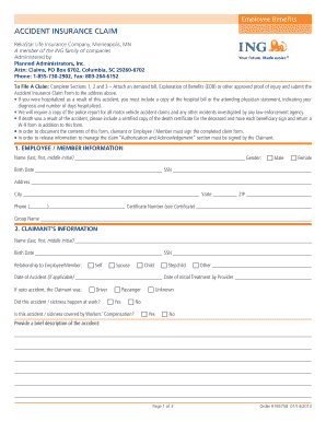 Accident Insurance Claim Form