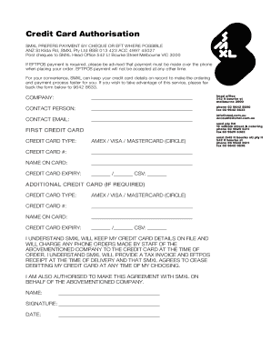 Credit Card Authorization Form