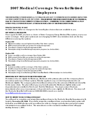 2007 Medical Coverage Enrollment Form for Retired Employees