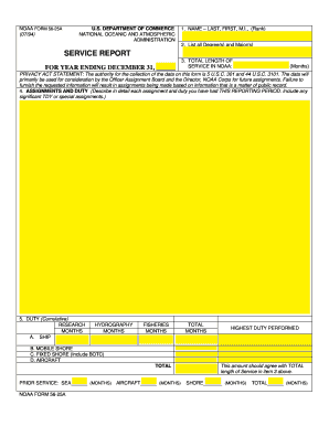 NOAA Service Report Form 56-25A