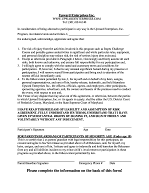 Upward Enterprises Liability Waiver