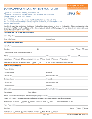 Death Claim Form for Association Plans