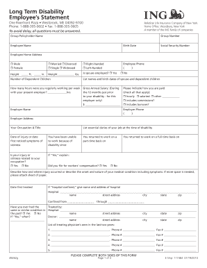 Long Term Disability Employee Statement Form