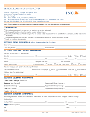 Critical Illness Claim Form - Employer