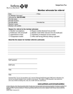 BadgerCare Plus Member Advocate Fax Referral