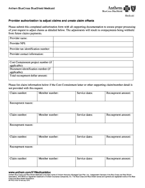Anthem Medicaid Cost Containment Recoupment Form
