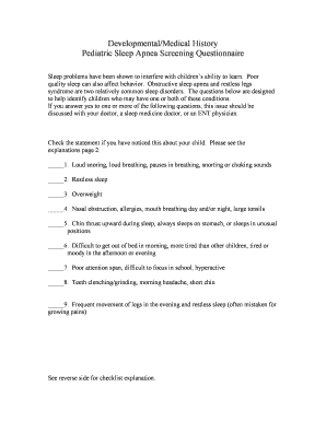 Pediatric Sleep Apnea Screening Questionnaire
