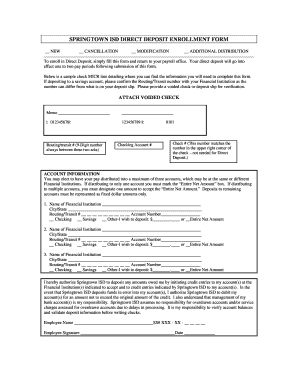Springtown ISD Direct Deposit Enrollment Form