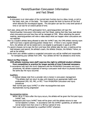 Parent Guardian Concussion Information Form