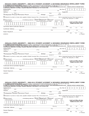 Indiana State University Student Accident and Sickness Insurance Enrollment Form