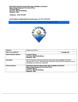 Services SETA Supplier Registration Application Form