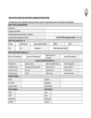Application Form for Unfunded Learning Interventions