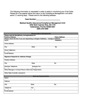 Florida Medical License Address Change Form