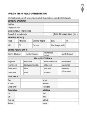 Application Form for Unfunded Learning Interventions