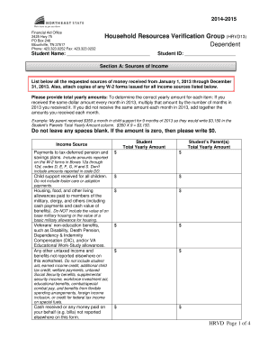 Household Resources Verification Form