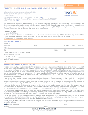 Critical Illness Insurance Wellness Benefit Claim