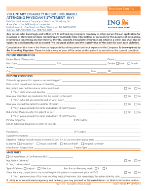 Attending Physician Statement for Voluntary Disability Insurance