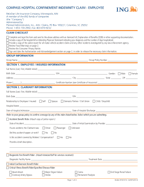 Compass Hospital Confinement Indemnity Claim Form