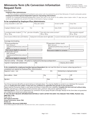 Minnesota Term Life Conversion Request Form