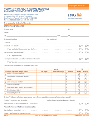 Voluntary Disability Income Insurance Claim Notice