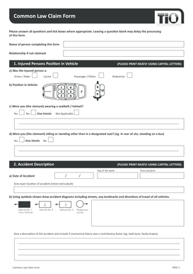 Common Law Claim Form
