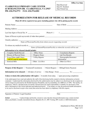 Authorization for Release of Medical Records