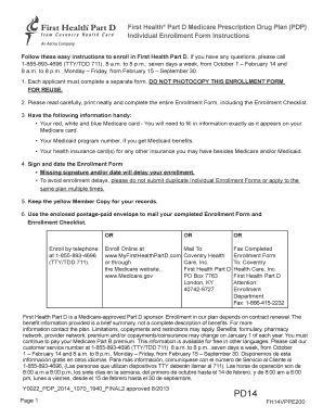 First Health Part D Medicare Prescription Drug Plan Enrollment Form