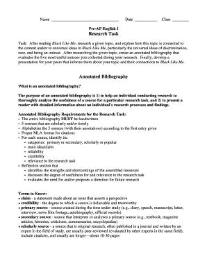 Annotated Bibliography Research Task