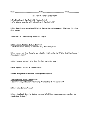 The Absolutely True Diary of a Part-Time Indian Chapter Response Questions
