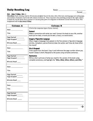 29 printable daily reading log forms and templates fillable daily reading log