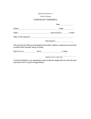 Temporary Dismissal Form