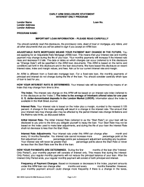 Early ARM Disclosure Statement