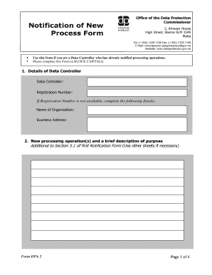 Malta Data Protection Notification Form