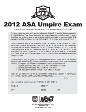 2012 ASA Umpire Exam