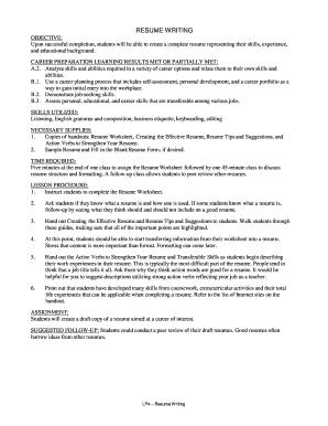 Resume Writing Lesson Plan