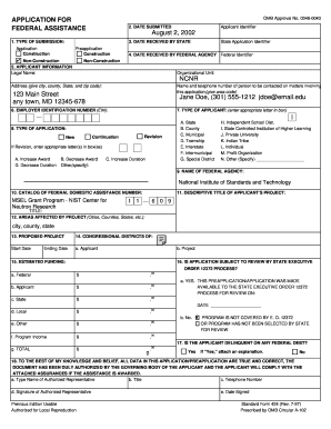 Federal Assistance Application Form