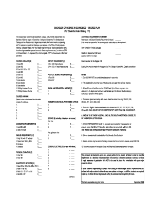 Bachelor of Science in Economics Degree Plan