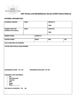 OVC Fitness and Rehabilitation Service Patient Referral