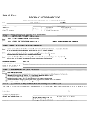Election of Distribution Payment Form