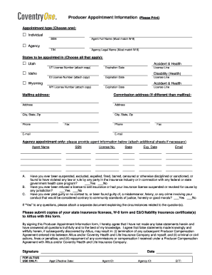 Producer Appointment Information Form