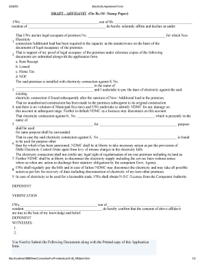 Electricity Connection Affidavit