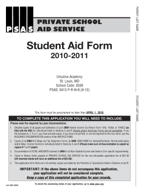 Private School Aid Form