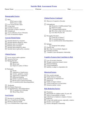 Suicide Risk Assessment Form