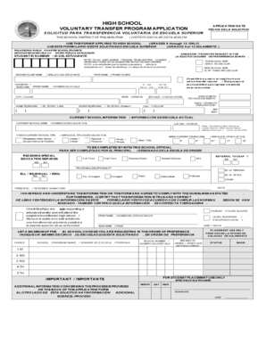 High School Voluntary Transfer Program Application