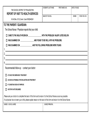 School Health Visit Report