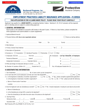 Employment Practices Liability Insurance Application Florida