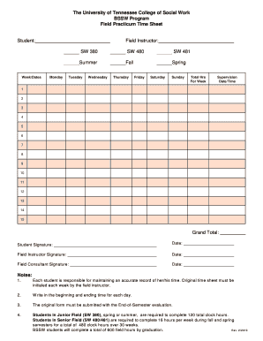 Barber apprenticeship form - The University of Tennessee College of Social Work BSSW Program Field Practicum Time Sheet Student: Field Instructor: SW 380 Monday SW 481 Summer Week/Dates SW 480 Fall Spring Tuesday Wednesday Thursday Friday Saturday Sunday Total Hrs For