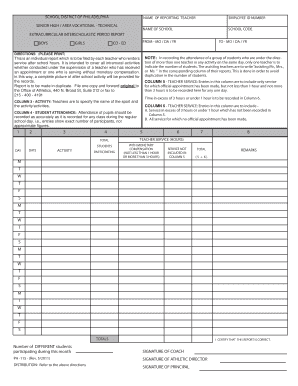 Extracurricular Interscholastic Period Report