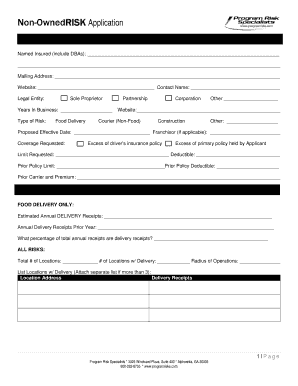 Non-Owned Risk Insurance Application